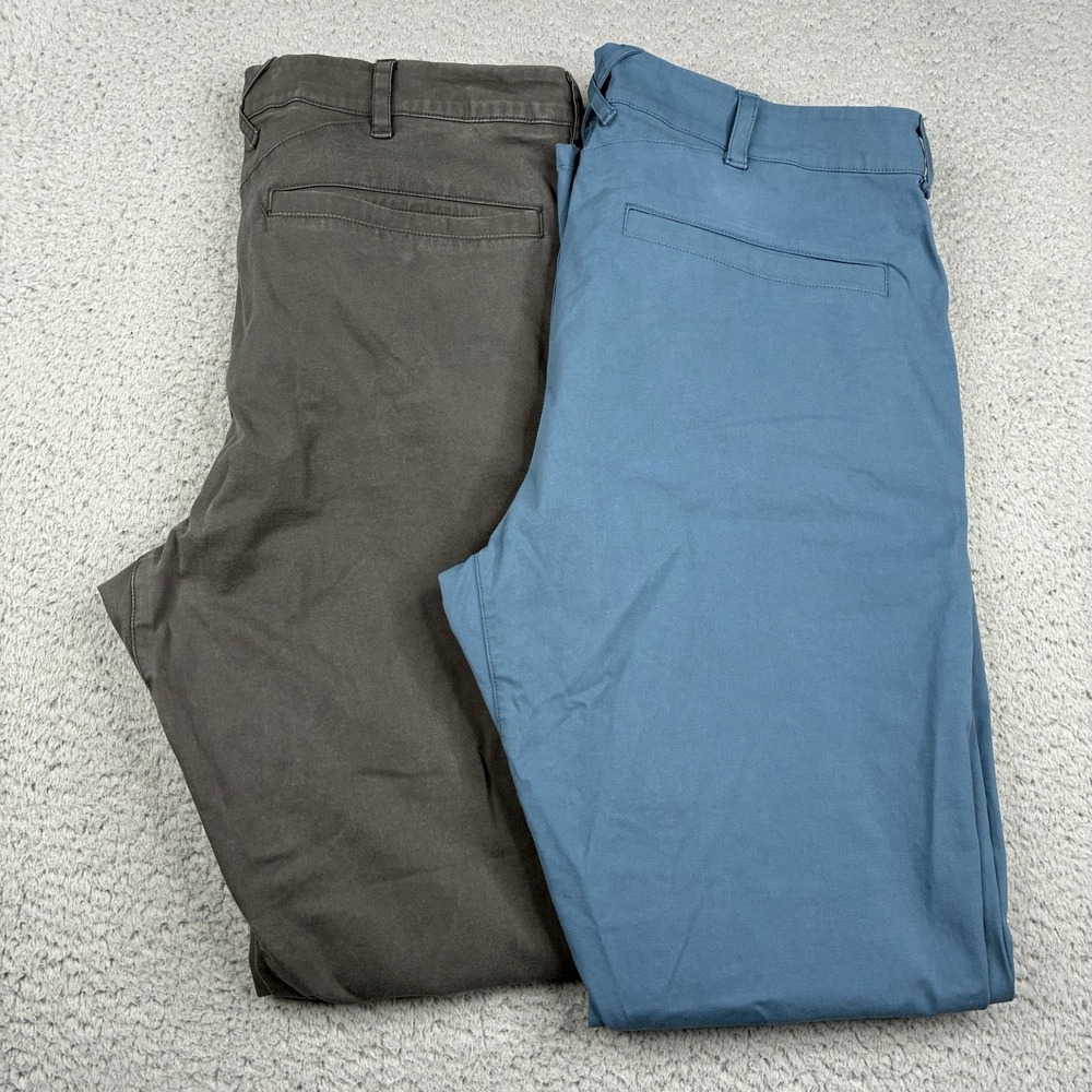 Lot Of 2 Mack Weldon Chino Pants Men's 34x34 Gray Blue Straight Leg Cotton Blend
